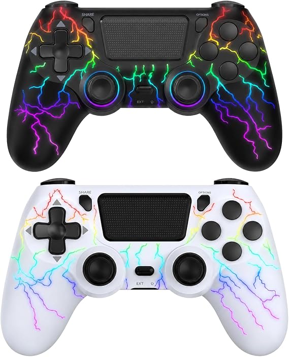 Hycago Wireless Controller for PS-4, Controller Wireless for PS-4/Pro/Slim/PC, Bluetooth Gamepad Joystick with Dual Vibration Touch Panel 3.5mm Audio Jack Six-Axis(Black+White)