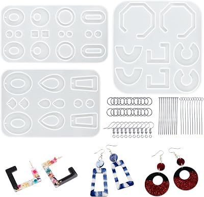 LETS RESIN Resin Jewelry Making Kit - 243pcs Earring Kit with Drop Style Molds, Hooks, Rings - Adults - Multicolor - Non-Foldable