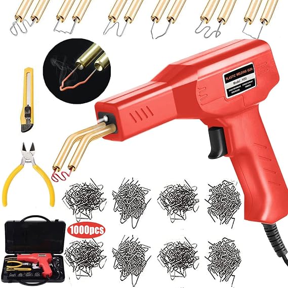 Miotorio Plastic Welding Machine Car Bumper Repair Kit, 6 Types 1050 Staples Plastic Welding Kit For Flat/Outside Corner/Inside Corner/Wave Staples