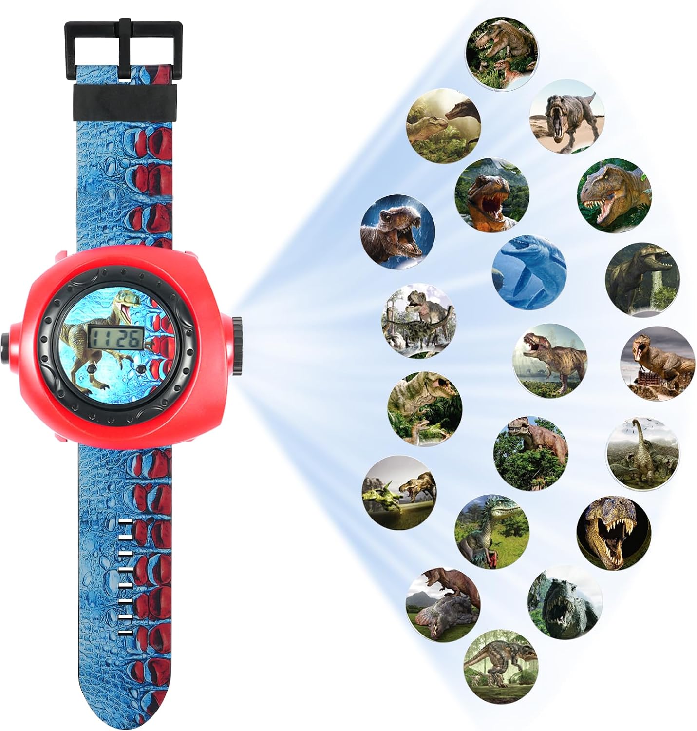 Vicloon Kids Projection Watch, Adjustable Projection Watch with 24 Animal Projection Patterns, Digital Watch with Lid Adjustable Time Projector Watch for Boys Girls Childrens Toys Watch
