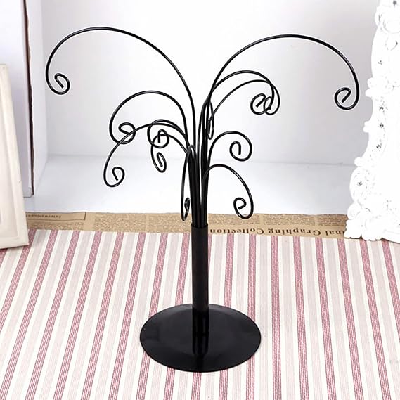 Ornament Tree Display Stand Rotating Decor, 10.6 Inch Decorative Black Iron Art Tabletop Display Stand, Perfect for Ornaments, Glass Globes, Balls, Jewelry and Small Craft Items(#1)