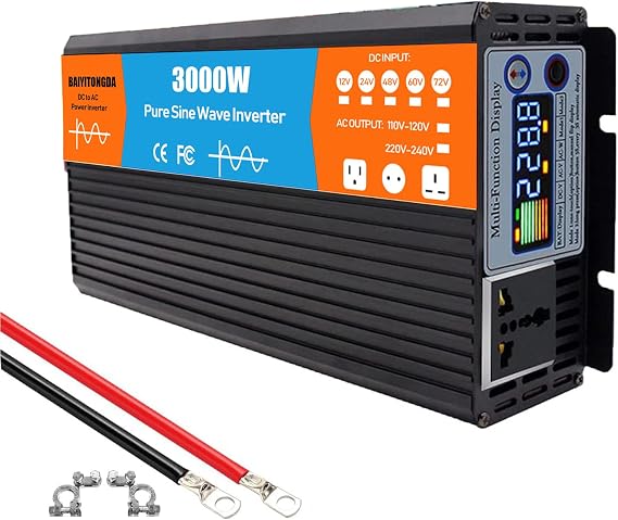 48V to 110V 3000W 4000W 5000W Pure Sine Wave Inverter DC 48V to 120V 240V AC Converter, High Efficiency Inverter for Home, RV, Truck, Off-Grid Solar,3000w,110V