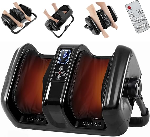 Foot Massager with Heat, Shiatsu Foot Massager w/ 3 Modes & Speed, Washable Cover, Timer, 360 Adjustable Stand, Wireless Control, Heated Foot Massager, Christmas Gifts for Women Men, Black