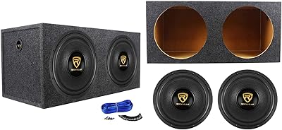 Rockville W15K9D4 Bundle: 2 15 10000-Watt Peak2500-Watt RMS Dual 4-Ohm Car Subwoofers, RD15 Dual 15-in Sealed 2.1 cu.ft 34-in MDF Sub Enclosure Made in USA, Dual Sub Box Installation Kit, 4-items