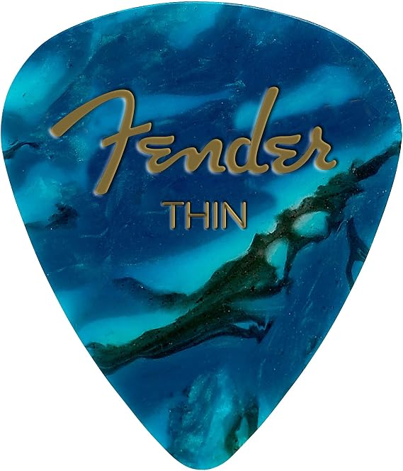 Fender Premium Celluloid Guitar Picks 351 Shape, Ocean Turquoise, Thin, 12-Pack