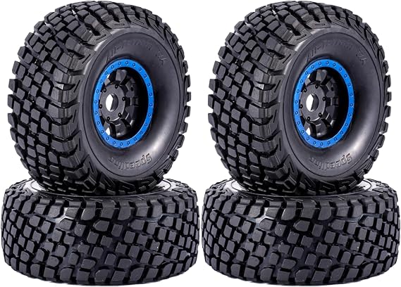 1/7 1/8 Short Course Truck Tires and Wheels 17mm Hex OD 135mm RC Off Road Tyres for 1:7 1:8 Scale RC Truck Car HSP TRAXXAS UDR FS FSR Atom ARRMA Mojave 6S EXB YK4072 DF7 4PCS (Blue)