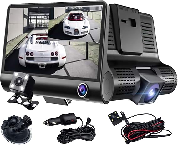 Dash Cam Car DVR Rear View Mirror Video Recroder 4.3" Car Camera Dual Lens Cam Night