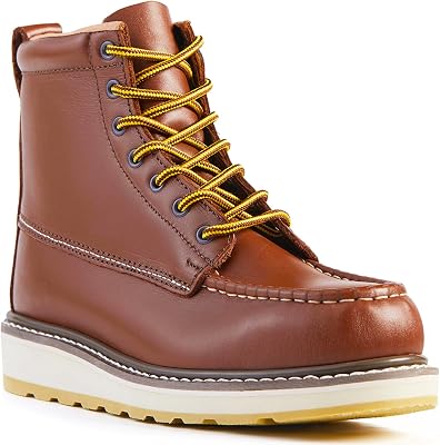 Mens SureTrack 6 Leather Steel Toe Work Boot foe Men, Goodyear Welt, OilSlip Resistant, Wedge Sole, Moc Toe Mens Work Boots, EH D4992