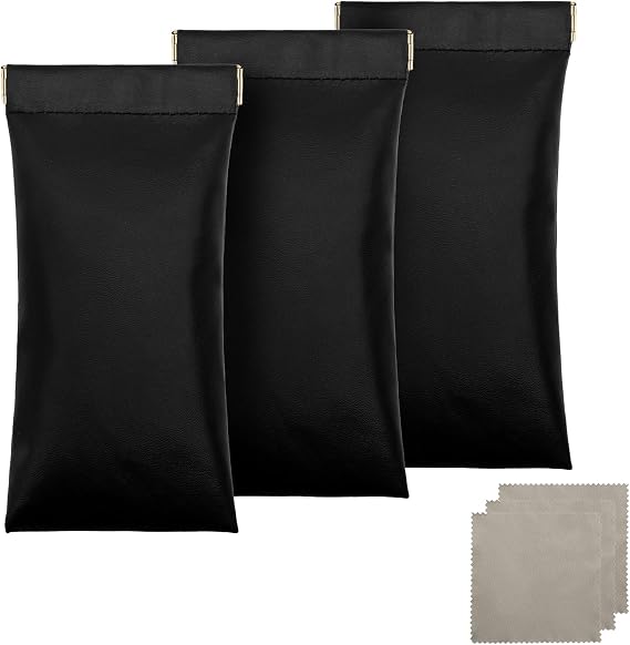 LOVELYWIND 3 Pack Leather Eyeglass Cases, Portable Sunglasses Pouch for Men & Women