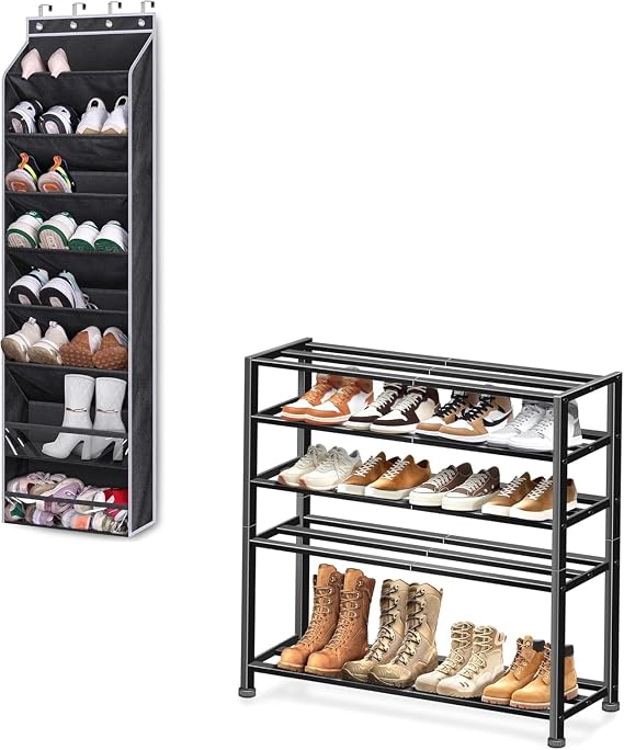 KEETDY Over The Door Shoe Rack + Heavy Duty Shoe Rack for Garage