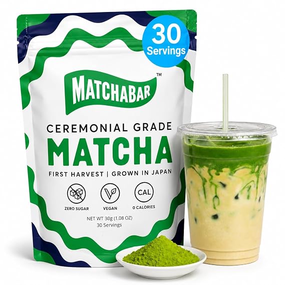 Matchabar Matcha Powder (30g) Ceremonial Japanese Matcha Latte, Vegan