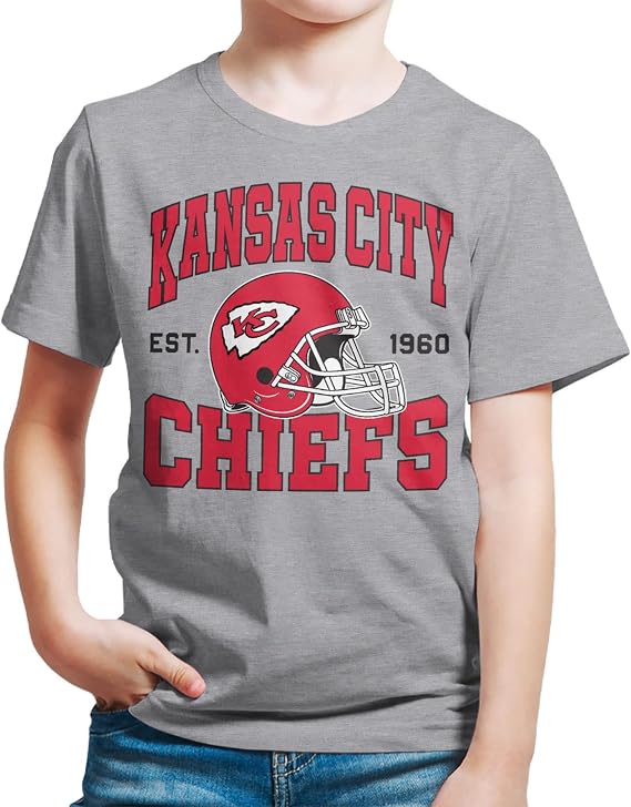 Junk Food Clothing x NFL - Team Helmet - Kids Short Sleeve Fan Shirt for Boys and Girls - Officially Licensed NFL Apparel