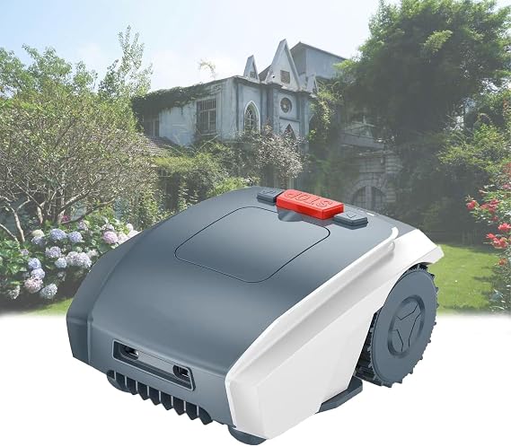 Automatic Robotic Lawn Mower, Robot Lawnmower for Lawns up to 1500m2 with 25% Slope, Satellite Navigation Lawn Mower Robot for Large Lawns, Ultra Quiet,Grey