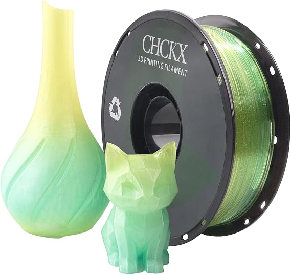 Crystal Rainbow PLA 3D Printer Filament, Rainbow Yellow Green