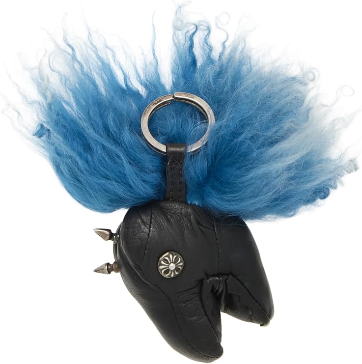 Pre-loved Black Leather Dinosaur Keychain, Black