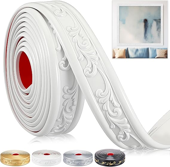1 Pack White Peel and Stick Crown Molding, 13.1 ft X 1.8"