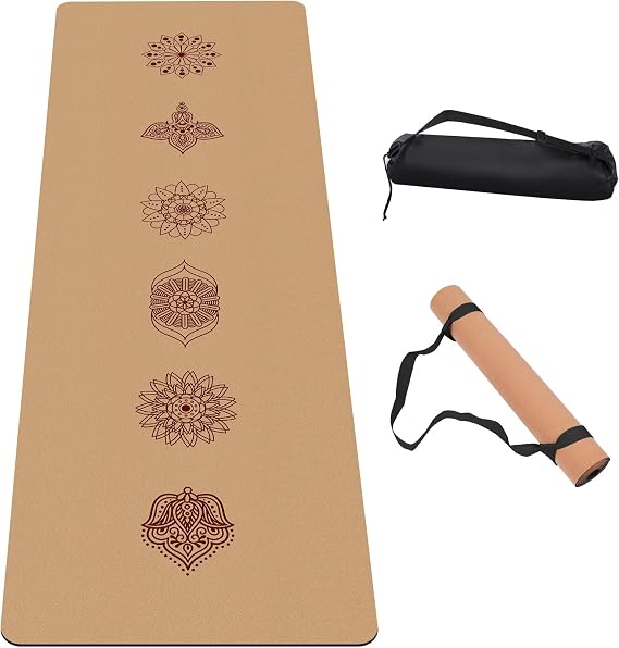 Premium Cork Yoga Mat Non Slip Thick Cork Exercise & Fitness Mat for Yoga, Pilates, Home Workouts72 x 24 x 5mm Thick
