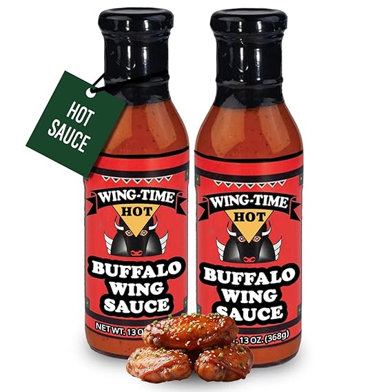 Wing Time Buffalo Wing Sauce, Hot, 13 Ounce (Pack of 2)