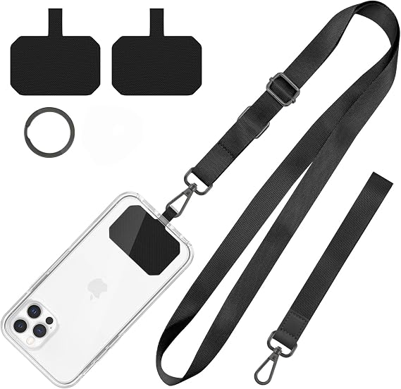 Phone Lanyard,Adjustable Crossbody Lanyard with Wrist Strap Black