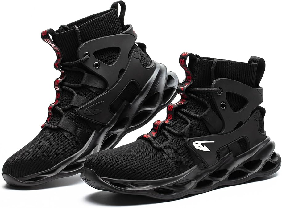 ORISTACO Work Safety Steel Toe Boots, Lightweight Breathable Industrial Construction Boots