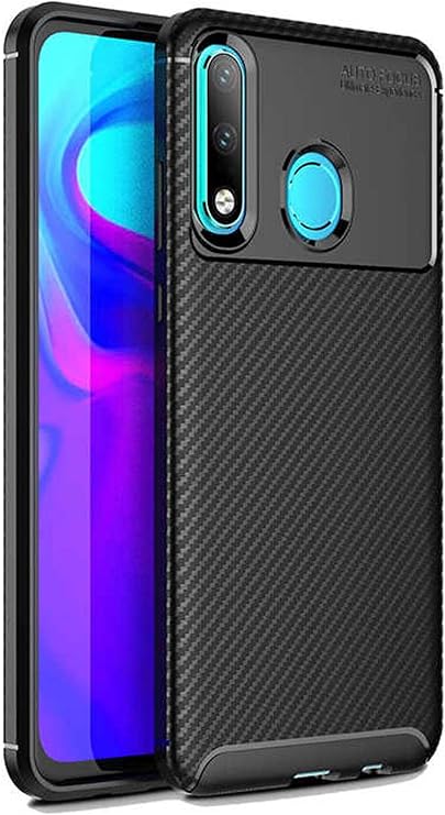 Elfia Huawei P30 Lite ile Uyumlu Kılıf Silikon Karbon İnce Esnek Lens Korumalı Tarz Mat Parmak İzi Bırakmayan Kapak Negro Siyah