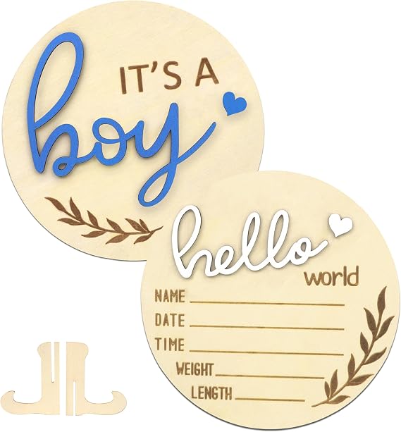 Hello World Newborn Sign Boy, Gender Reveal Birth Announcement Sign