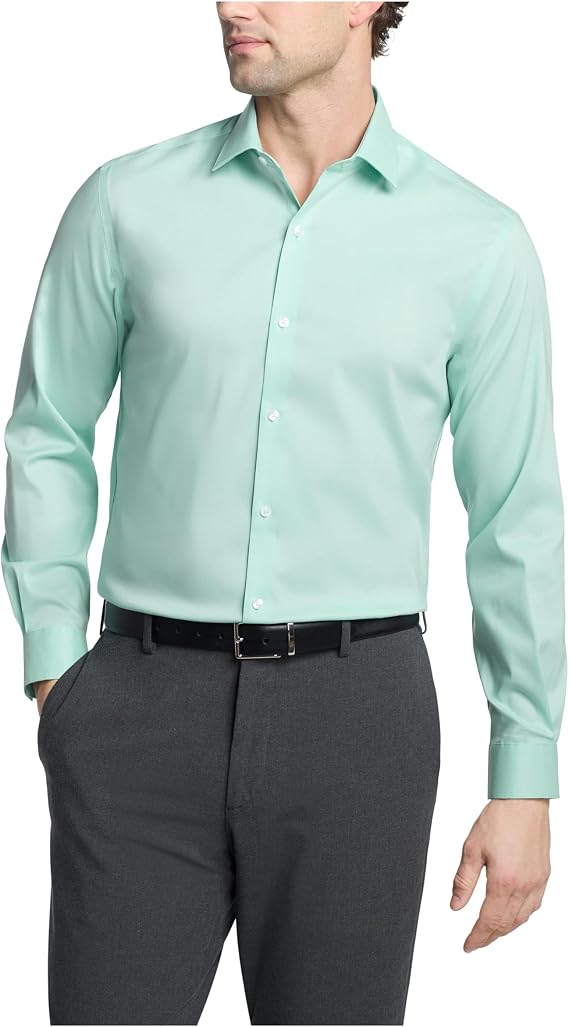 Van Heusen Men's Dress Shirt Slim Fit Ultra Wrinkle Free Flex Collar Stretch