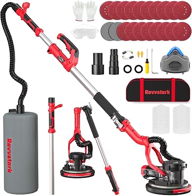 Drywall Sander, Electric Drywall Sander with Vacuum Dust Collection 7.33-Amp 880W, Floor Sanders 5 Variable Speed 1000-2100RPM with LED Light, 18Pcs Sanding Discs & 2Pcs Grid Sandpaper, Dust Mask