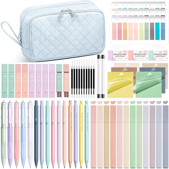 62PCS Aesthetic Back to School Supplies w/ Cute Pencil Case Stationary Set