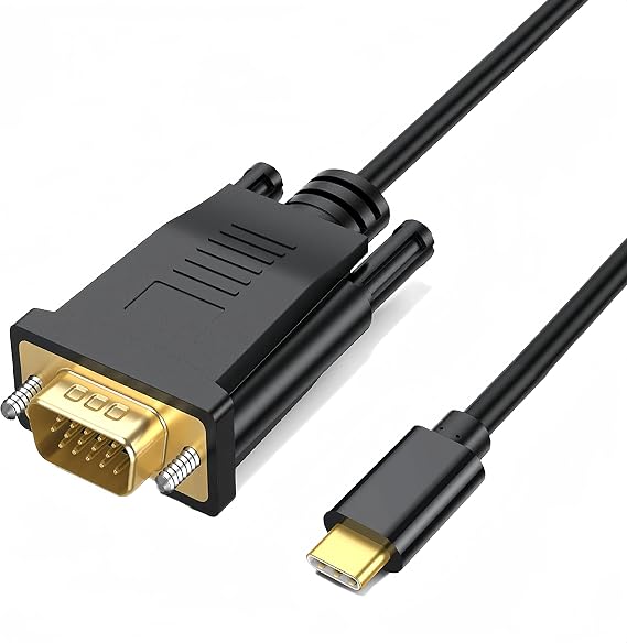 USB C to VGA Cable 3ft, VGA to USB C Cable for Monitor, Compatible with MacBook Pro/Air, iPad Pro, Phone, Laptop, Projector