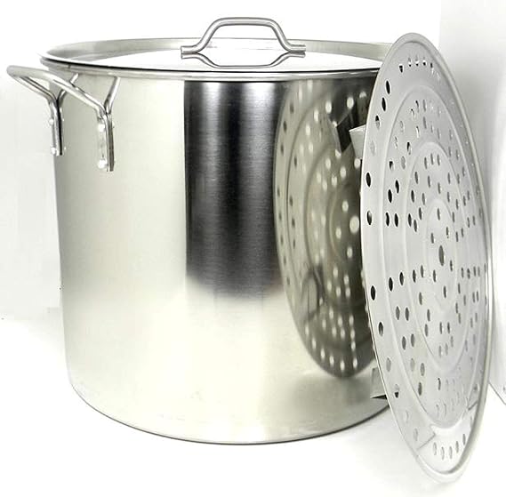 80 Quart Stainless Steel Stock Pot with Rack & Lid
