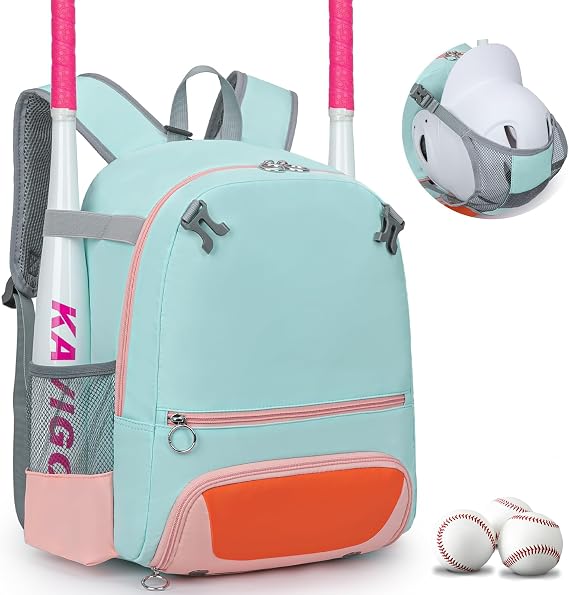 KAVIGOR 2026 Youth Baseball & Softball Bag | Ultra-Light Tball Backpack with Shoe Compartment & Helmet Holder | Skin-Soft Fabric