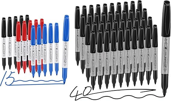 3 Colors 15 Pack Markers and Permanent markers, 40 packspermanent markers bulk