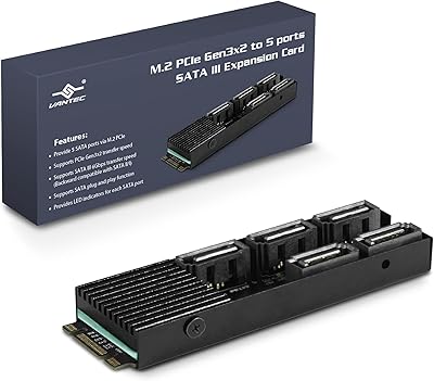 Vantec M.2 PCIe Gen3x2 BM Key to 5 Ports SATA III Expansion Card UGT-M2670