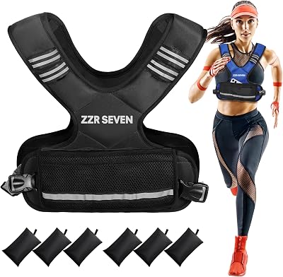 Weighted Vest for Women and Men, 4-10lbs11-20lbs Adjustable Weighted Vest with 6 Iron Sand Weights, Running Vest for Strength Training, Workout, Running, Fitness, Weight Loss