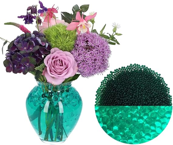 Water Beads 50000 Pieces Turquoise Water Beads for Plants Non-Toxic Reusable Water Beads for Plants Balls for Plants Vase Filler and Decoration