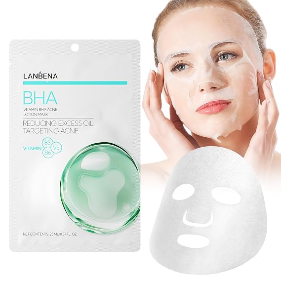 LENBENA BHA Facial Masks for Women Skin Care Hydrate and Soothe for All Skin Types 1 Pack
