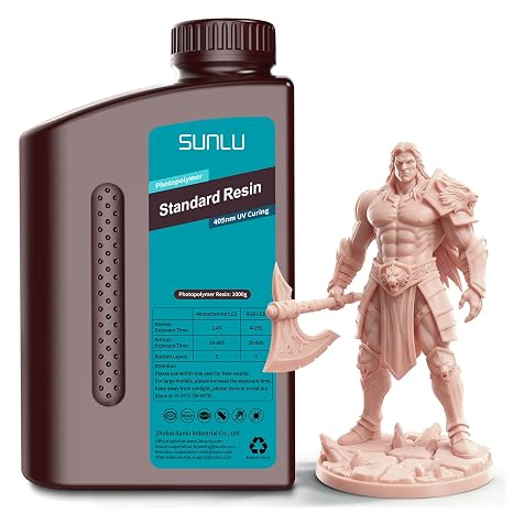 SUNLU Standard 3D Printer Resin Plus, Fast-Curing Photopolymer Resin for LCD/DLP/SLA Printers, 395-405nm UV, Low Shrinkage and High Precision, Beige 1KG