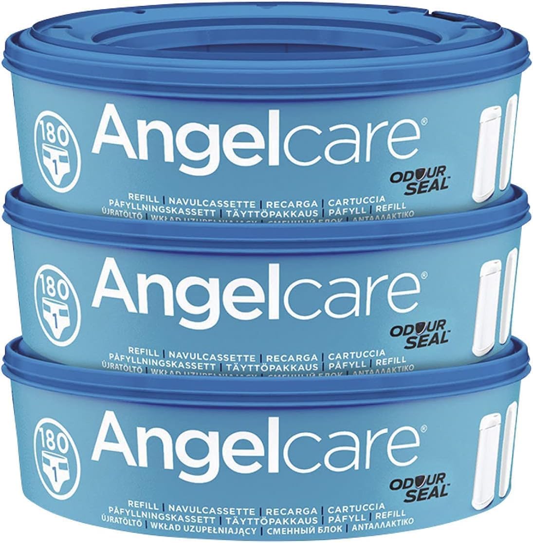 Angelcare - Nappy bin refill cassettes - Compatible with Angelcare Nappy Disposal System - Pack of 3