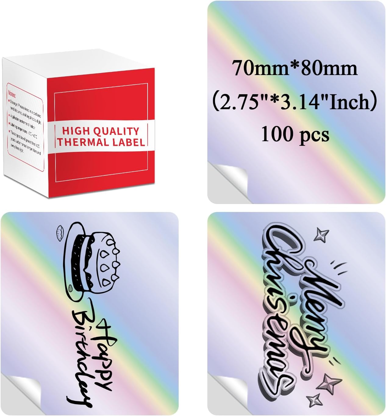 Phomemo M220 Thermal Labels, for M220 M221 M200 M250 M260 Label Maker, 2.75X3.1470X80Mm Rectangle Laser Sticker for Small Business, Logo Design, Photo, DIY Labeling