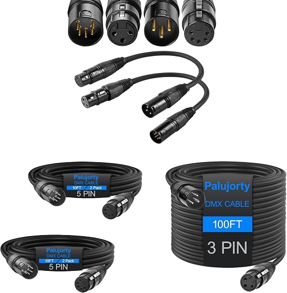 5 Pin 10 FT 2 Pack, 3 Pin 100 FT and Adapter