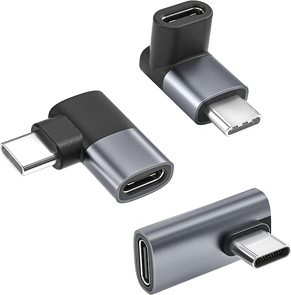 Basesailor USB C 90 Degree Right Angle Adapter 3Pack,40Gbps Type C Extender