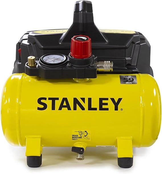 Stanley Kompressor DN200/8/6 - Luftkompressor 8 Bar - Füsterkompressor mit 6L Tankkapazität - Ölfreie Saugkompressor 105L/Min - Mit Griff und Anti-Rutsch-Füßen - Geeignet für Druckluftwerkzeuge