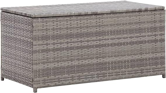 ZEYUAN Garden Storage Box Poly Rattan 100x50x50 cm Grey,Weatherproof Garden Storage Chest,Outdoor Equipment Storage Container