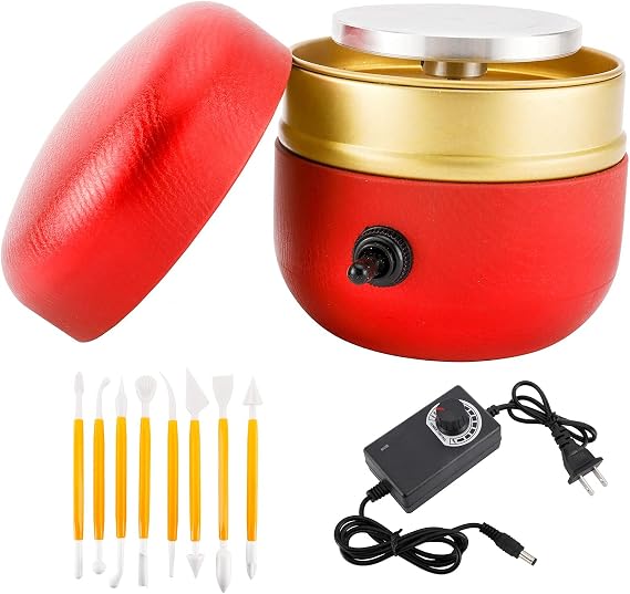 Electric Potter's Wheel,Mini Electric Pottery Wheel Machine Small Pottery Forming Machine with Tray for DIY Ceramic Work Clay Art Craft,for beginners small pottery machine