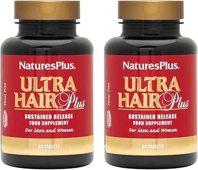 NaturesPlus Ultra Hair Plus - 60 Tablets, Pack of 2 - Sustained Release Formula for Men & Women - Gluten Free - 60 Total Servings
