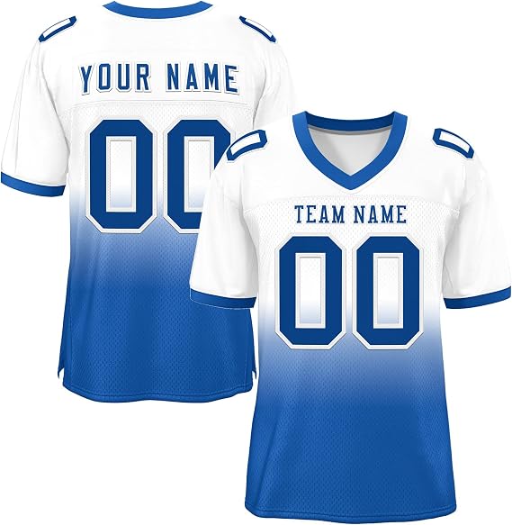 Custom Men Women Youth Blank Football Jersey Mesh Gradient Athletic Sports Shirt Personalized Stitched Name Number