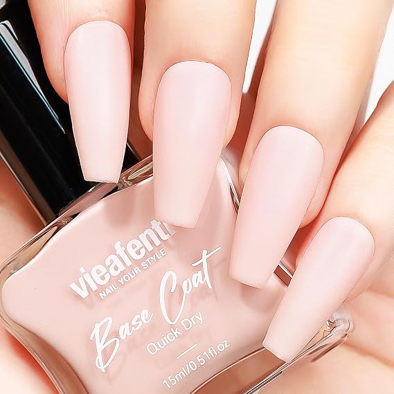 Matte Nail Polish Pink 15ml, Quick Drying Neutral Matte Finish Air Dry Oil-Base Velvet Mist Effect Nails Art Varnish for Home Salon