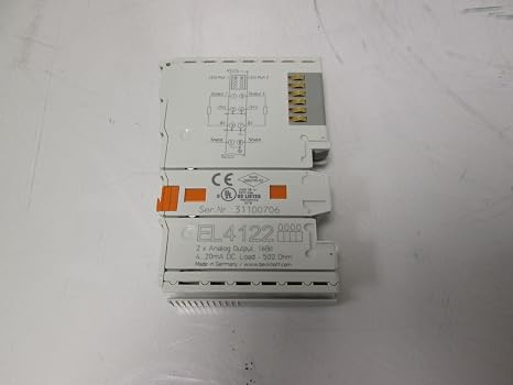 BECKHOFF EL4122 16 BIT Resolution, 24 VDC Supply, 2-Channel Analog Output, 3-Wire, 4-20 MA Signal Current, ETHERCAT Terminal, IP20, LED Status Indicators