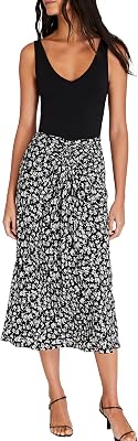 Club Monaco Womens Womens Printed Twist Front Midi Skirt
